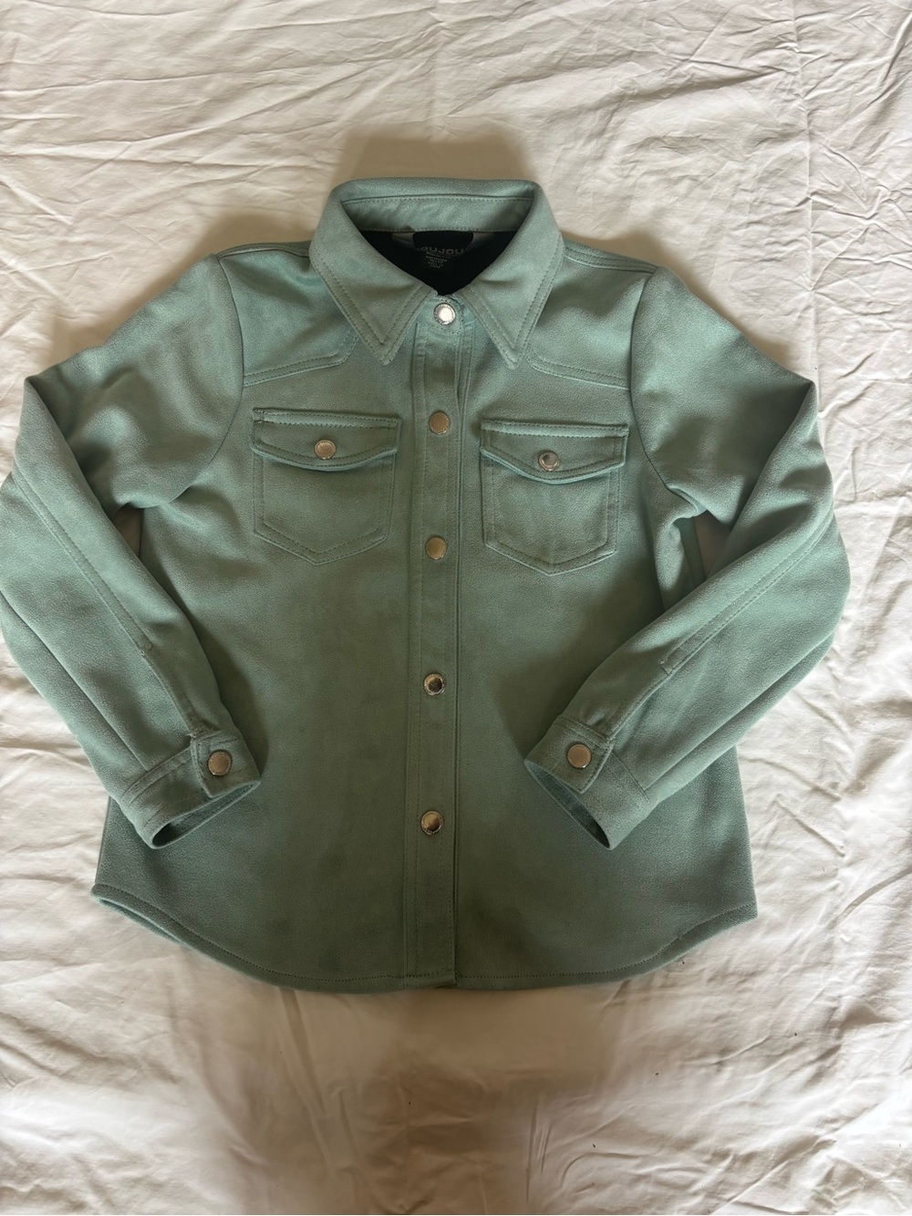 Jou Jou Seafoam Green Snap-Front Shirt Jacket